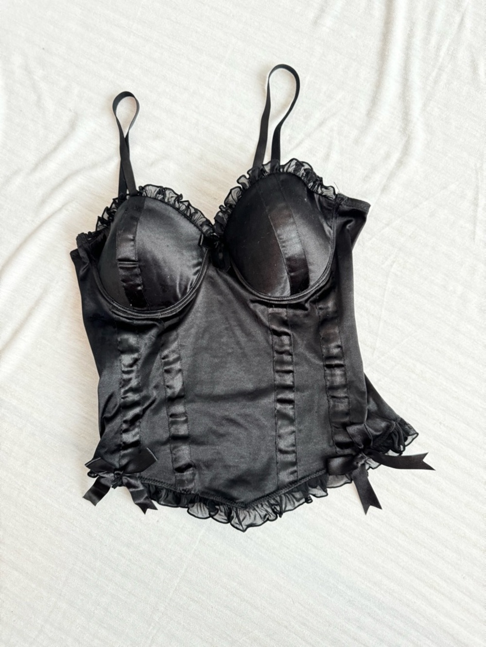 Black Satin Demi Corset Top